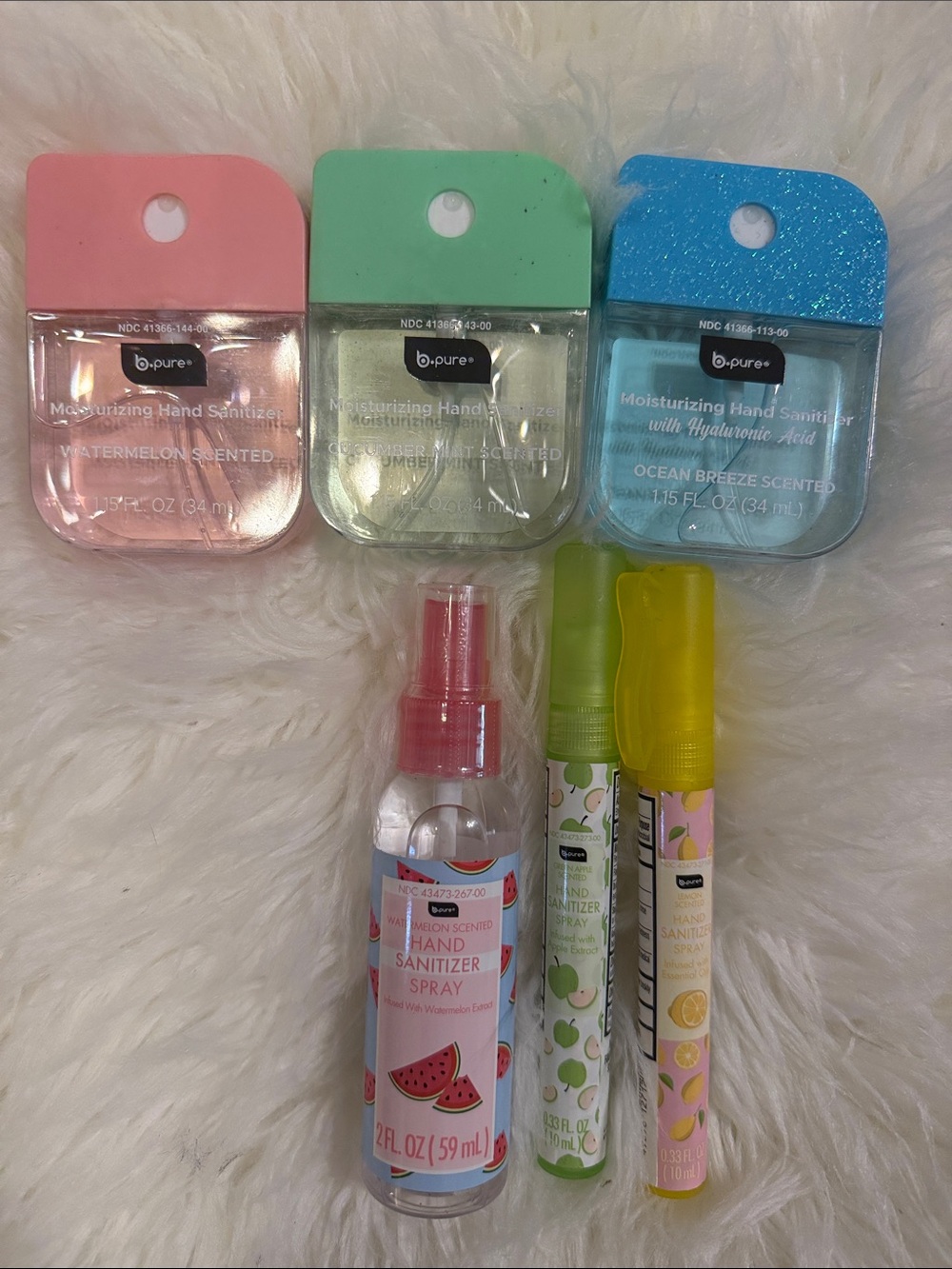 B.Pure Hand Sanitizer Bundle 6 Pc Watermelon Lemon Apple Ocean Breeze